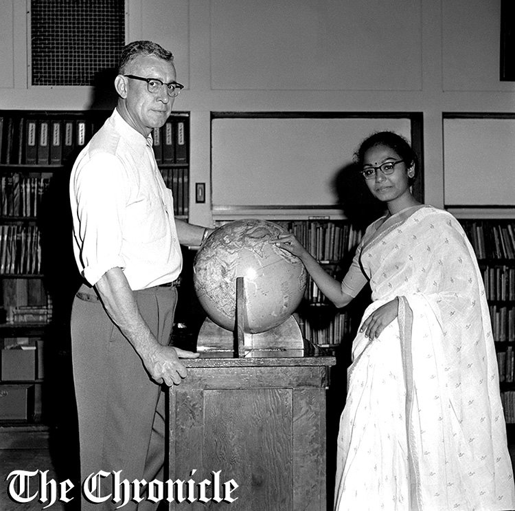From the August 1959 Chronicle archives: “THE FIRST EXCHANGE teacher to arrive in the Chehalis school district is Miss Sathi Kumaran of Calcutta, India. Dressed in her native costume, Miss Kumaran is shown here with Cascade school principal L. E. Scroup. She will teach third grade at Cascade during the 1959-60 school year. - Chronicle Staff Photo.”